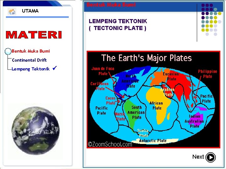 Bentuk Muka Bumi UTAMA LEMPENG TEKTONIK ( TECTONIC PLATE ) Bentuk Muka Bumi Continental