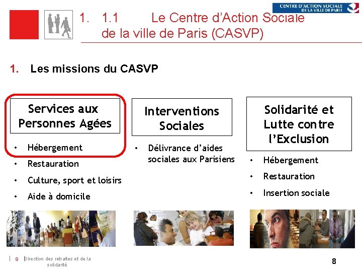 1. 1. 1 Le Centre d’Action Sociale de la ville de Paris (CASVP) 1.