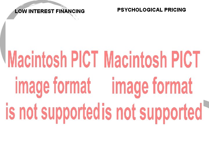LOW INTEREST FINANCING PSYCHOLOGICAL PRICING 
