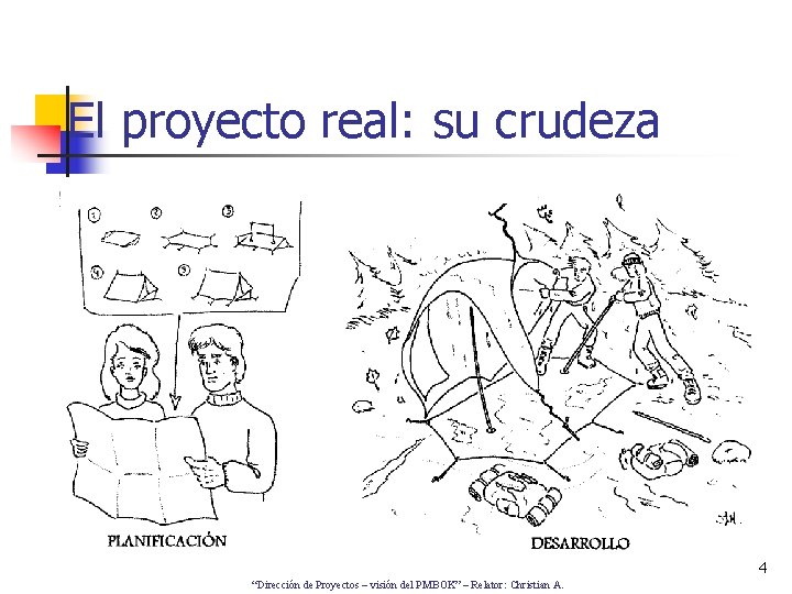 El proyecto real: su crudeza 4 “Dirección de Proyectos – visión del PMBOK” –