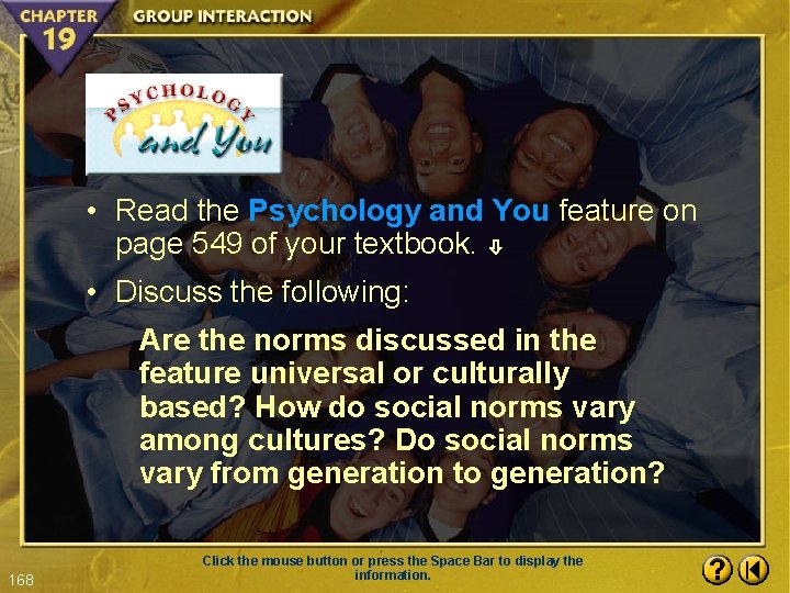  • Read the Psychology and You feature on page 549 of your textbook.