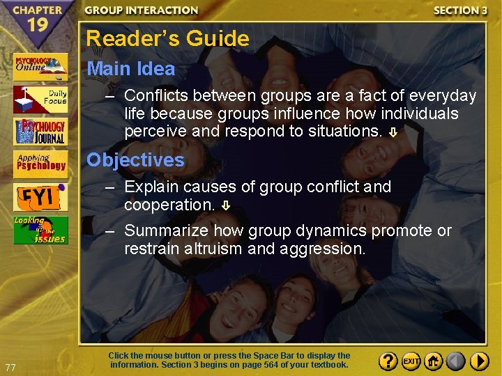 Reader’s Guide Main Idea – Conflicts between groups are a fact of everyday life