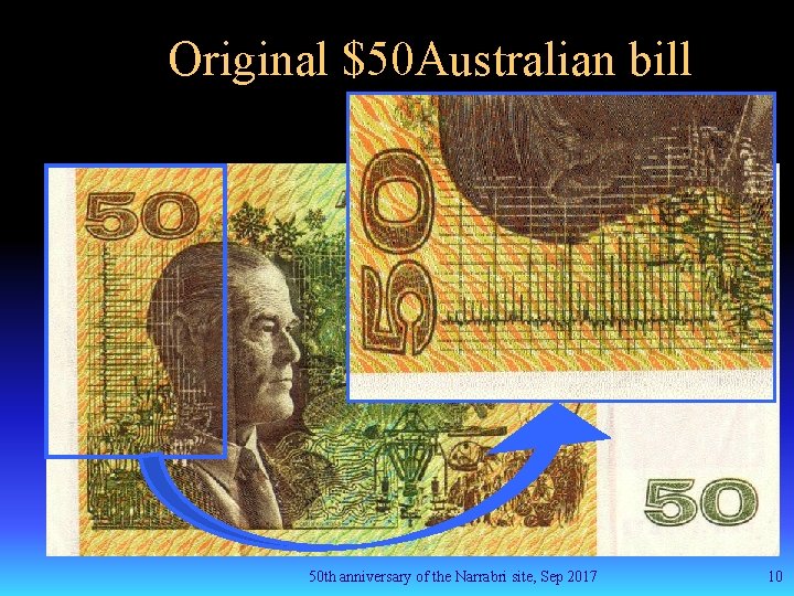 Original $50 Australian bill (1973) 50 th anniversary of the Narrabri site, Sep 2017