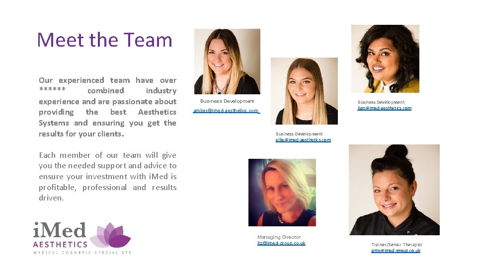 Meet the Team Our experienced team have over ****** combined industry experience and are
