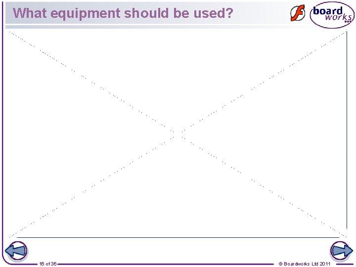 What equipment should be used? 16 of 36 © Boardworks Ltd 2011 