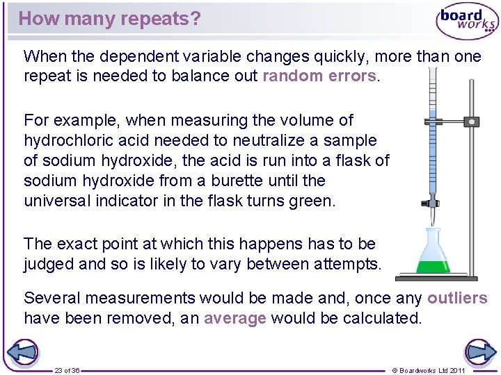 How many repeats? When the dependent variable changes quickly, more than one repeat is