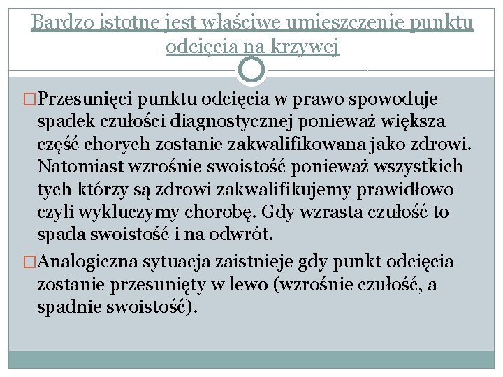 Bardzo istotne jest właściwe umieszczenie punktu odcięcia na krzywej �Przesunięci punktu odcięcia w prawo