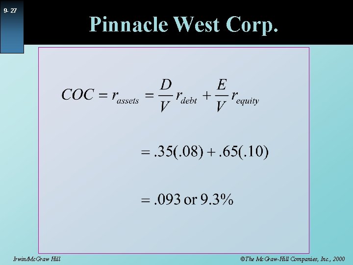 9 - 27 Irwin/Mc. Graw Hill Pinnacle West Corp. ©The Mc. Graw-Hill Companies, Inc.