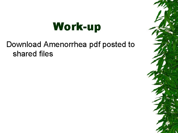 Work-up Download Amenorrhea pdf posted to shared files 