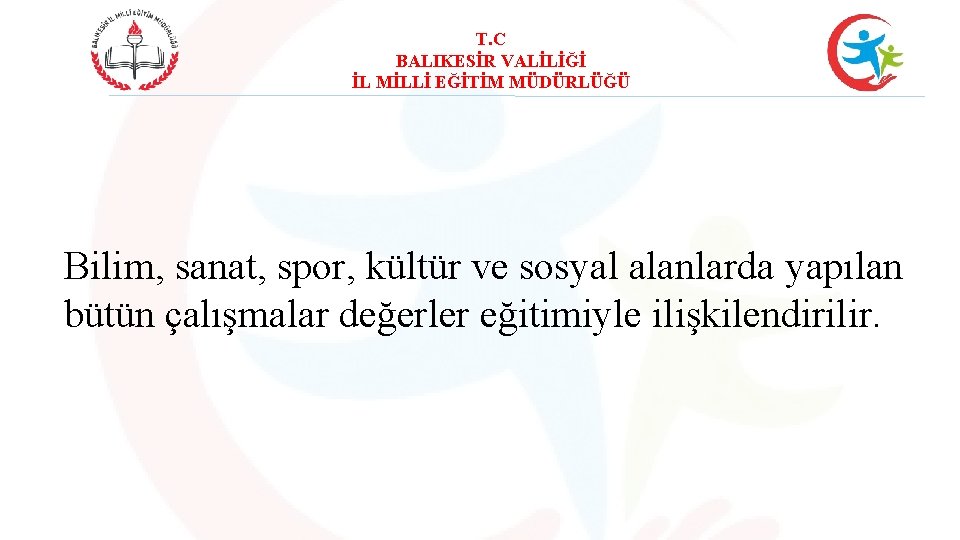 T. C BALIKESİR VALİLİĞİ İL MİLLİ EĞİTİM MÜDÜRLÜĞÜ Bilim, sanat, spor, kültür ve sosyal