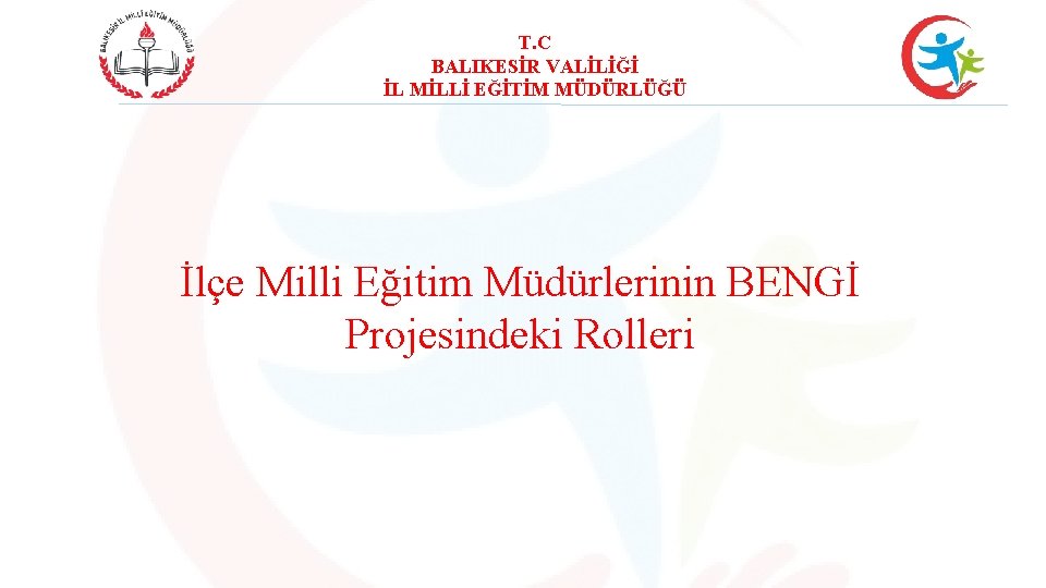 T. C BALIKESİR VALİLİĞİ İL MİLLİ EĞİTİM MÜDÜRLÜĞÜ İlçe Milli Eğitim Müdürlerinin BENGİ Projesindeki