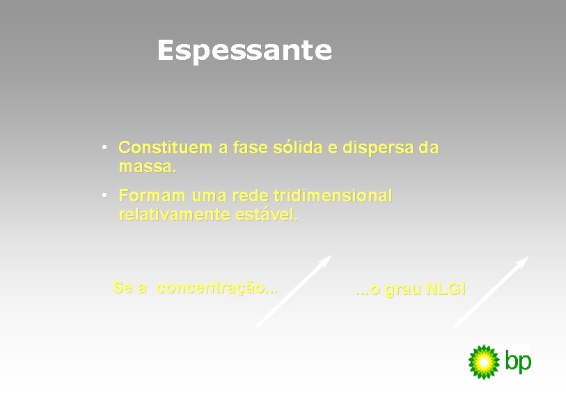 Espessante • Constituem a fase sólida e dispersa da massa. • Formam uma rede