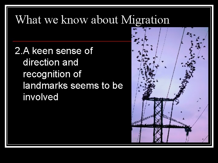 What we know about Migration 2. A keen sense of direction and recognition of