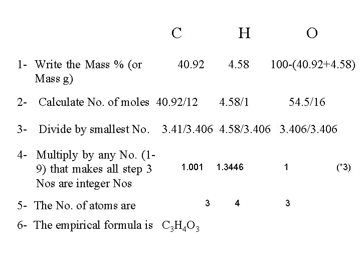 C H 1 - Write the Mass % (or 40. 92 4. 58 Mass