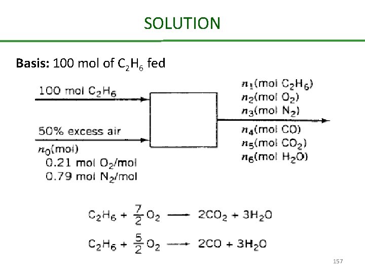 SOLUTION Basis: 100 mol of C 2 H 6 fed 157 