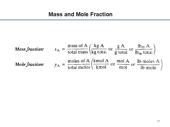 Mass and Mole Fraction 37 