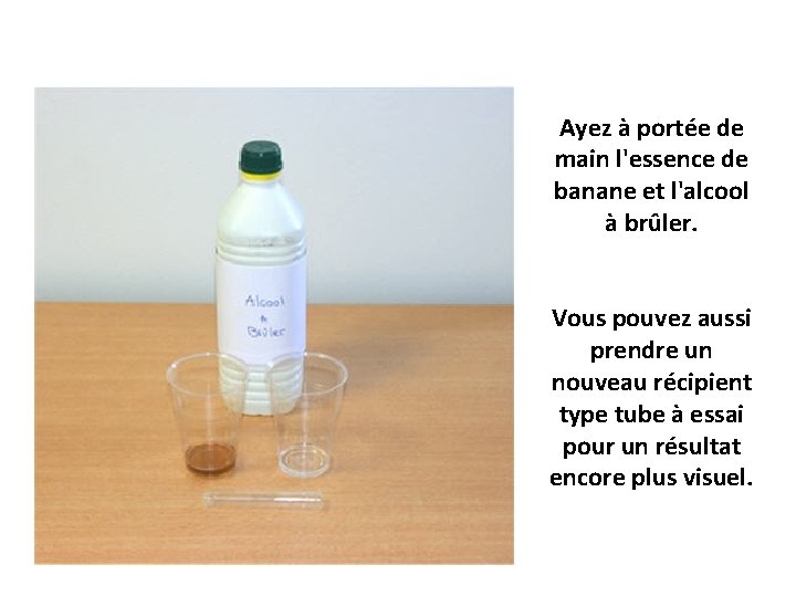 Ayez à portée de main l'essence de banane et l'alcool à brûler. Vous pouvez