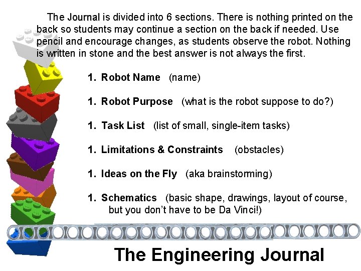 The Journal is divided into 6 sections. There is nothing printed on the back