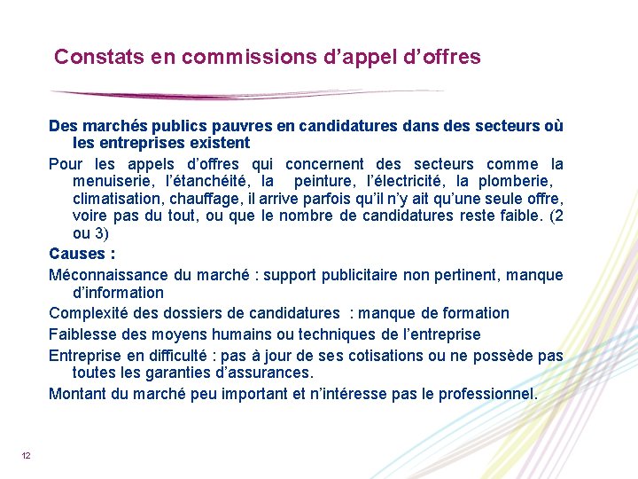 Constats en commissions d’appel d’offres Des marchés publics pauvres en candidatures dans des secteurs