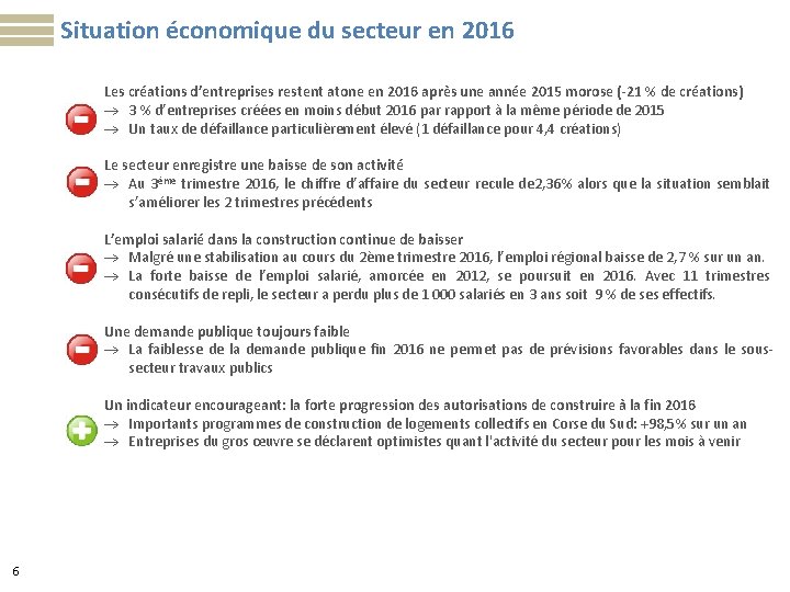 Situation économique du secteur en 2016 Les créations d’entreprises restent atone en 2016 après