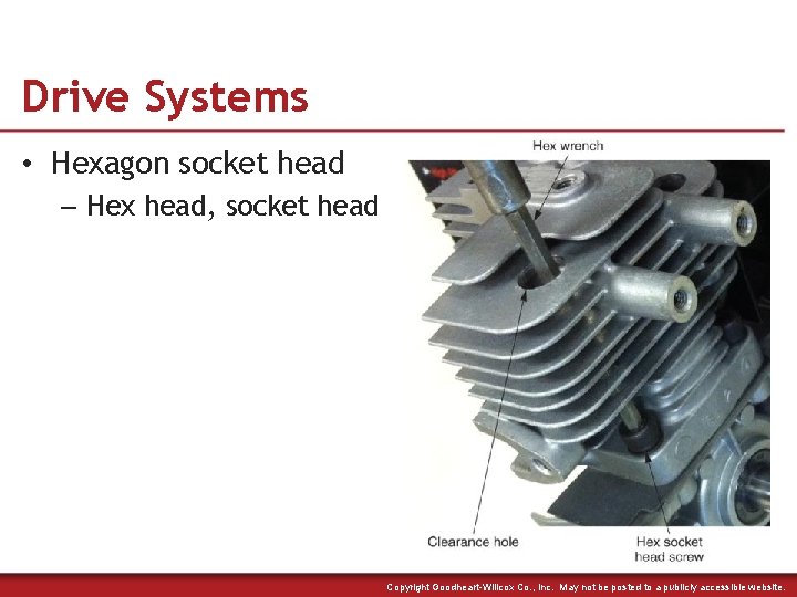 Drive Systems • Hexagon socket head – Hex head, socket head Copyright Goodheart-Willcox Co.