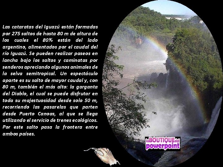 Las cataratas del Iguazú están formadas por 275 saltos de hasta 80 m de