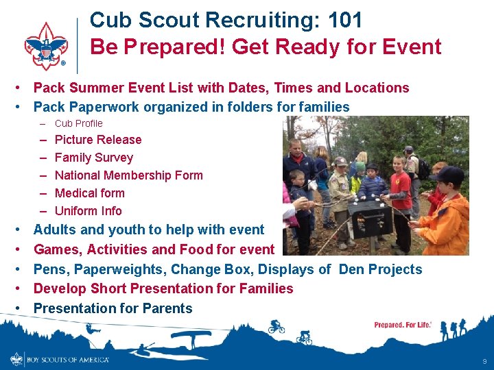 Cub Scout Recruiting: 101 Be Prepared! Get Ready for Event • Pack Summer Event