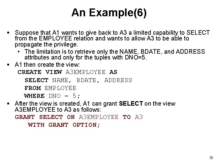 An Example(6) § Suppose that A 1 wants to give back to A 3