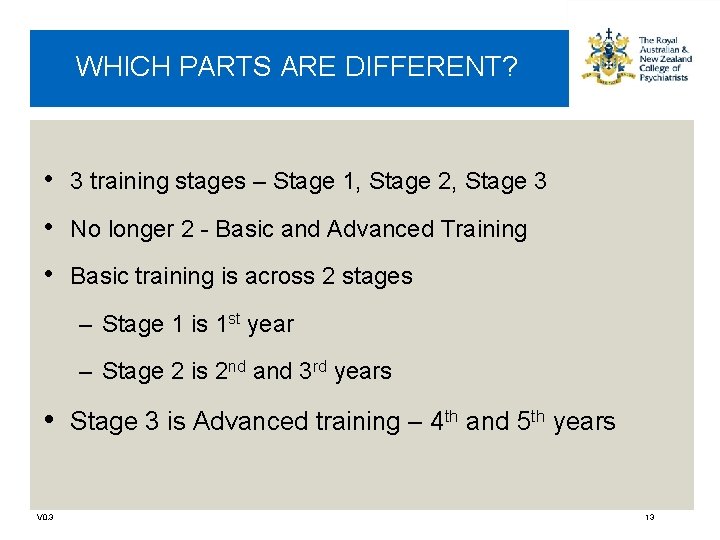 WHICH PARTS ARE DIFFERENT? • 3 training stages – Stage 1, Stage 2, Stage