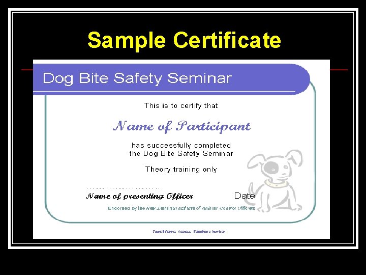 Sample Certificate 