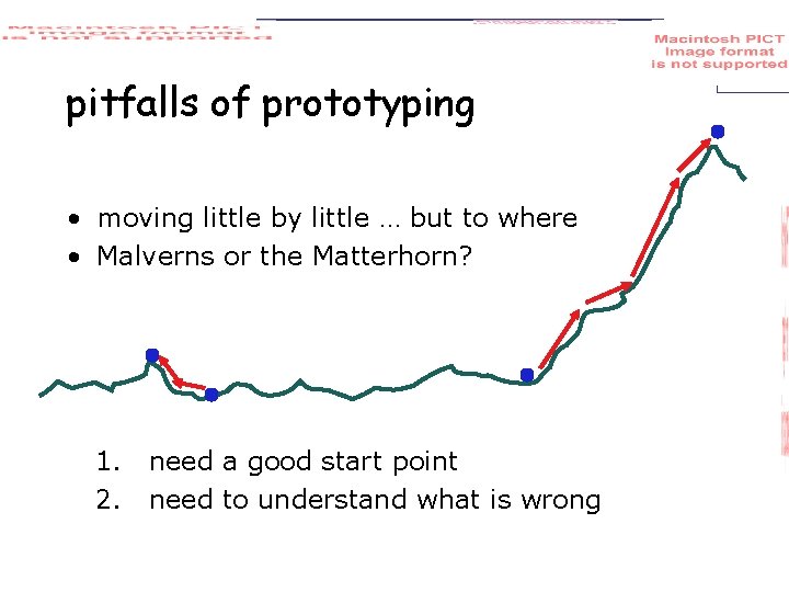 pitfalls of prototyping • moving little by little … but to where • Malverns