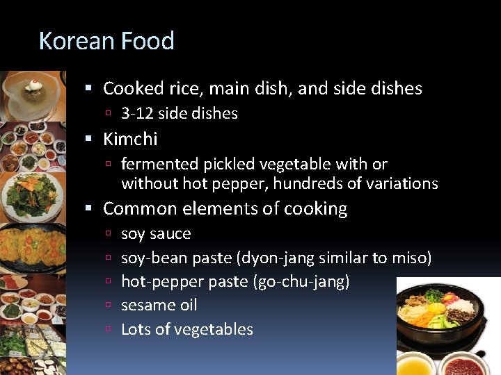 Korean Food Cooked rice, main dish, and side dishes 3 -12 side dishes Kimchi