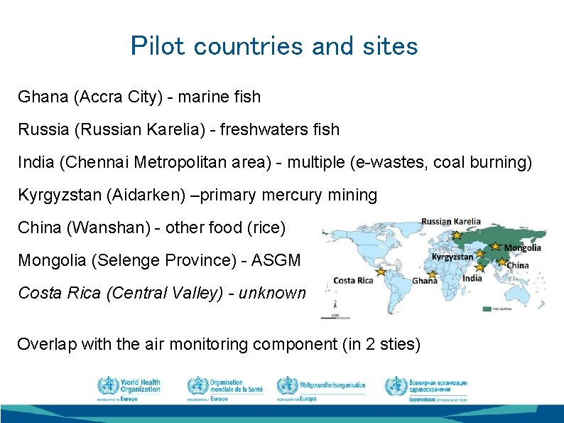 Pilot countries and sites Ghana (Accra City) - marine fish Russia (Russian Karelia) -
