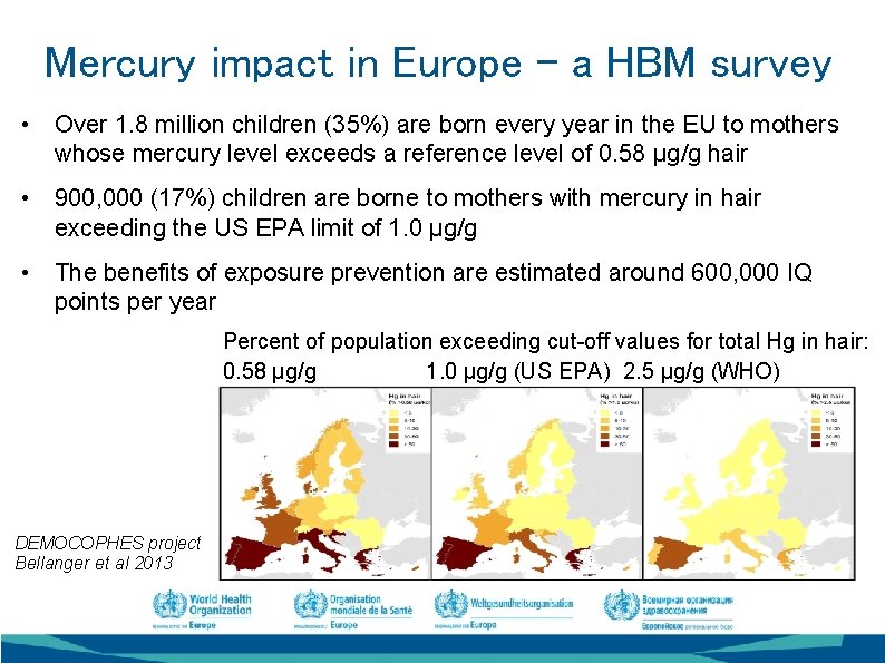 Mercury impact in Europe – a HBM survey • Over 1. 8 million children
