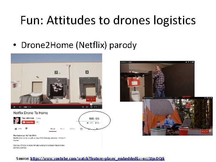 Fun: Attitudes to drones logistics • Drone 2 Home (Netflix) parody Source: https: //www.