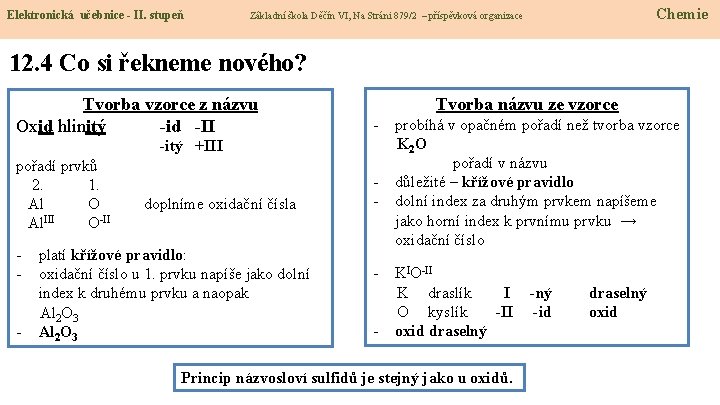 Elektronická učebnice - II. stupeň Chemie Základní škola Děčín VI, Na Stráni 879/2 –