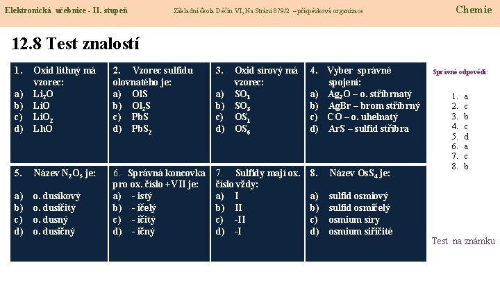 Elektronická učebnice - II. stupeň Základní škola Děčín VI, Na Stráni 879/2 – příspěvková