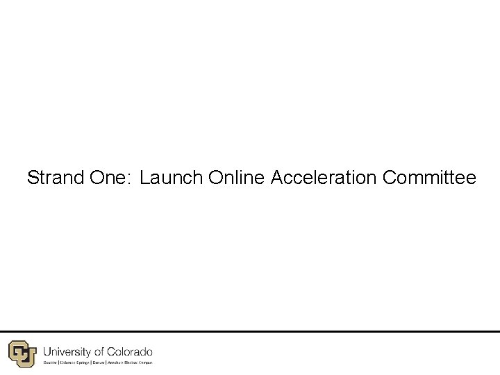 Strand One: Launch Online Acceleration Committee 