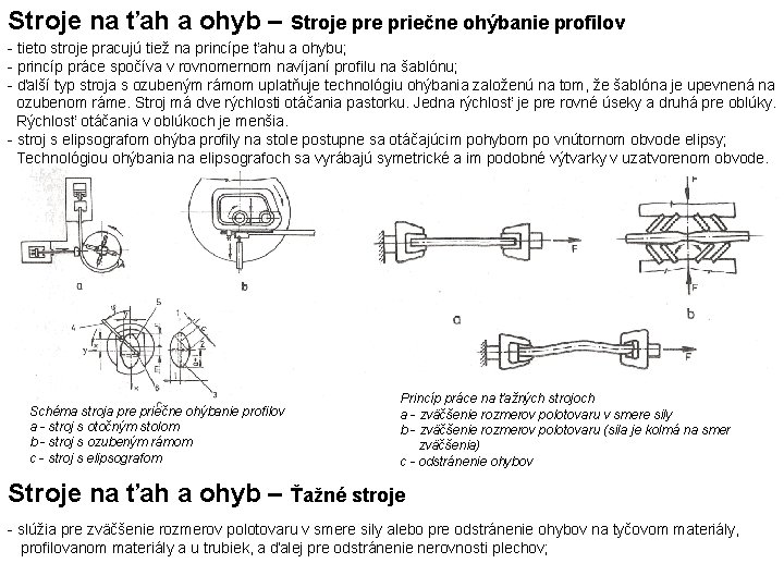 Stroje na ťah a ohyb – Stroje priečne ohýbanie profilov - tieto stroje pracujú