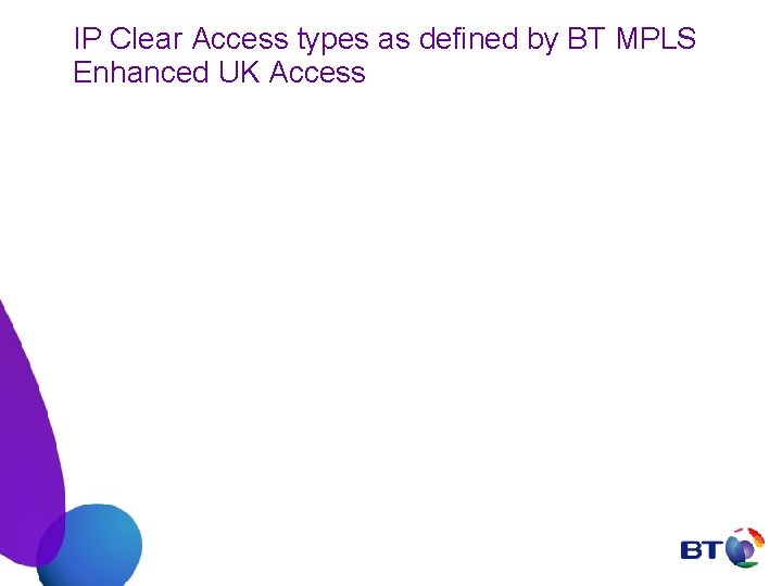 IP Clear Access types as defined by BT MPLS Enhanced UK Access 