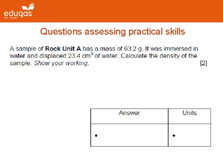 Questions assessing practical skills 