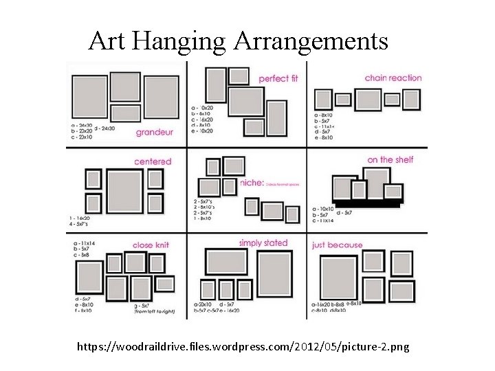 Art Hanging Arrangements https: //woodraildrive. files. wordpress. com/2012/05/picture-2. png 