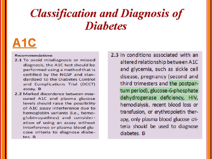 Classification and Diagnosis of Diabetes A 1 C 