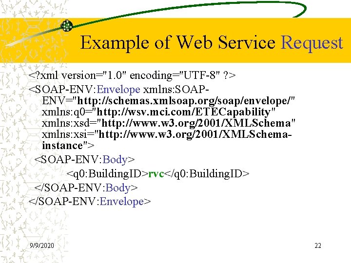 Example of Web Service Request <? xml version="1. 0" encoding="UTF-8" ? > <SOAP-ENV: Envelope