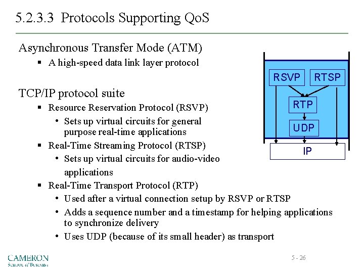 5. 2. 3. 3 Protocols Supporting Qo. S Asynchronous Transfer Mode (ATM) § A