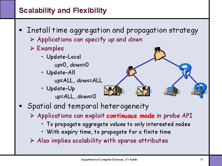 Scalability and Flexibility § Install time aggregation and propagation strategy Ø Applications can specify