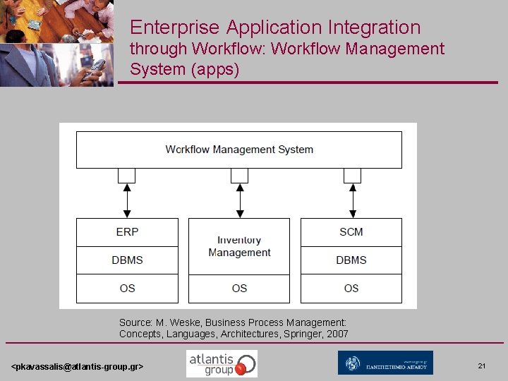 Enterprise Application Integration through Workflow: Workflow Management System (apps) Source: M. Weske, Business Process