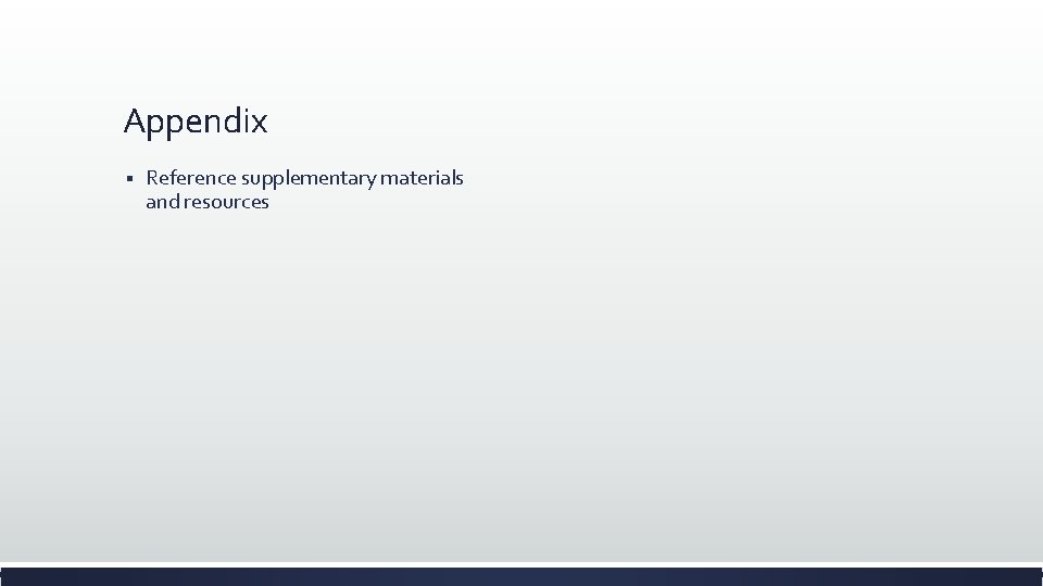 Appendix § Reference supplementary materials and resources 