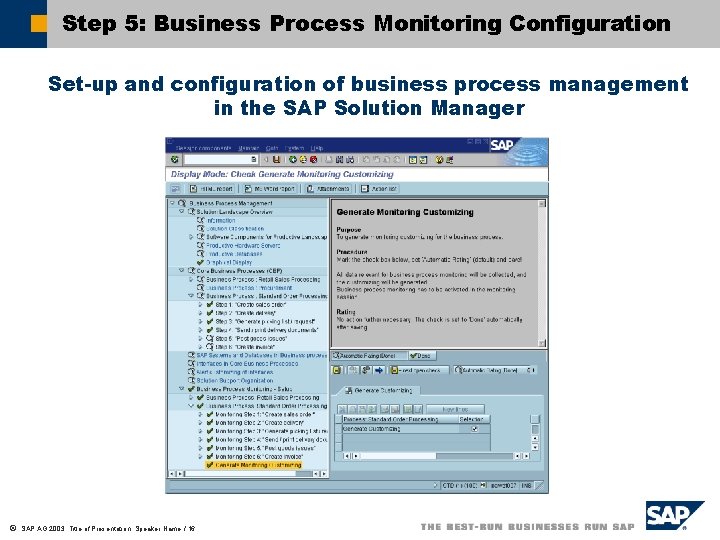 Step 5: Business Process Monitoring Configuration Set up and configuration of business process management