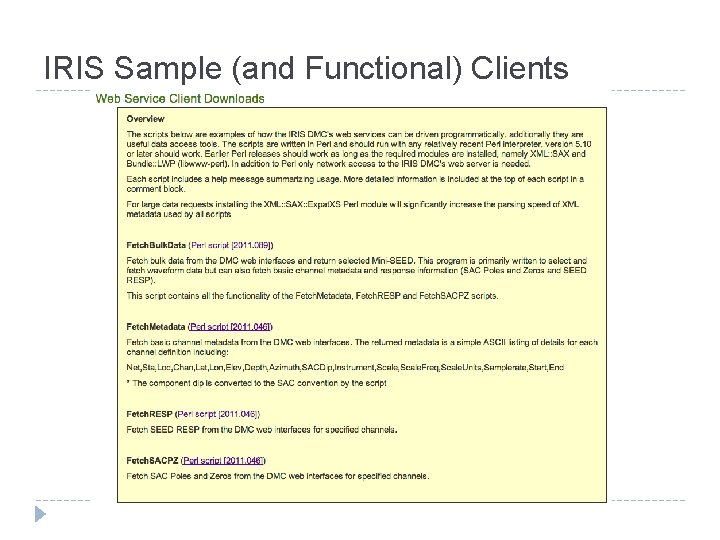 IRIS Sample (and Functional) Clients 